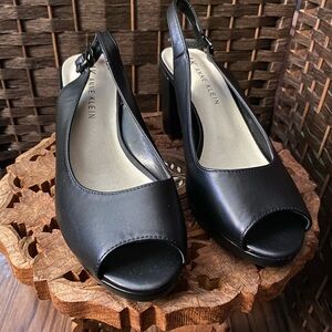 Anne Klein Black Slingback Peep Toe Heels